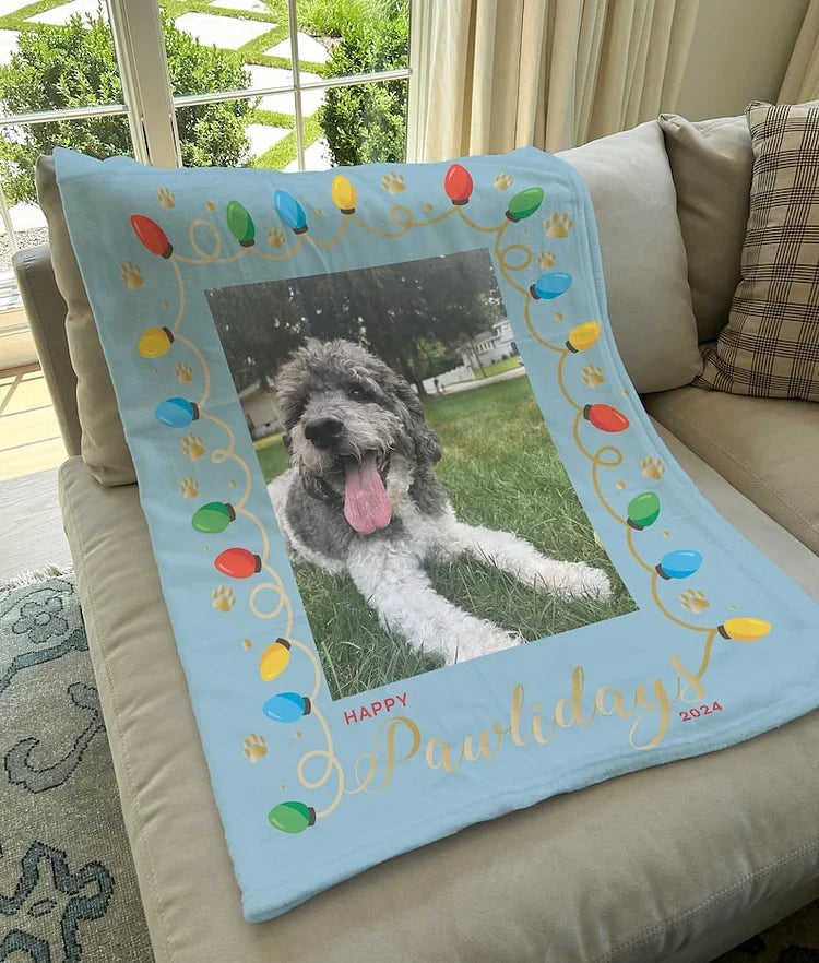 Personalized Dog Portrait Throw Blanket, Custom Pet Blanket, Christmas Gift
