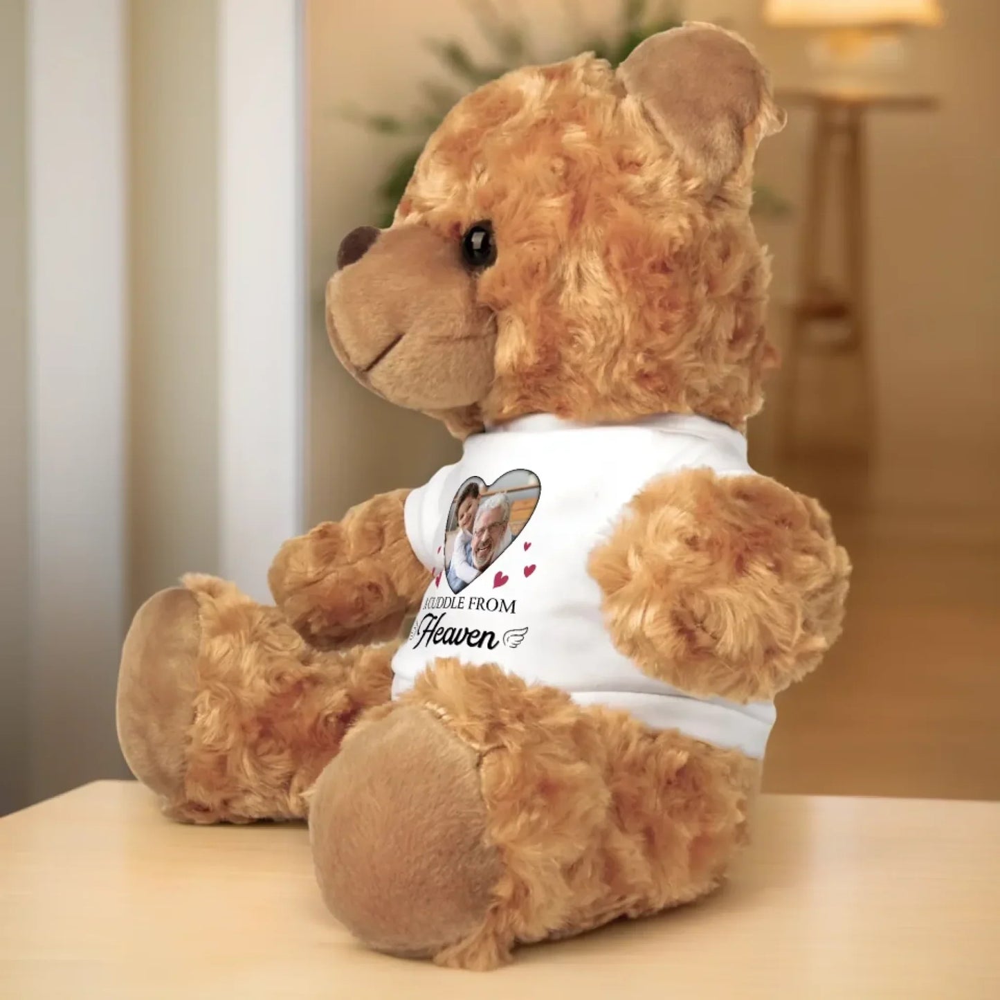 Custom Photo A Cuddle From Heaven - Memorial Personalized Custom Teddy Bear Plush - Sympathy Gift For Family Members