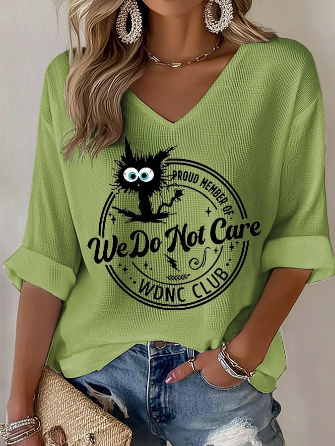 🔥Buy 3 Get 15% Off🔥V-Neck Retro Funny Proud Member Of WDNC Club We Do Not Care Menopause Perimenopause Print T-Shirt