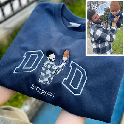 Custom Dad Shirt - Embroidered Portrait Shirt with Photo - Unique Gift for Dad and Family