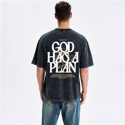 God Has A Plan Christian Washed T-Shirt