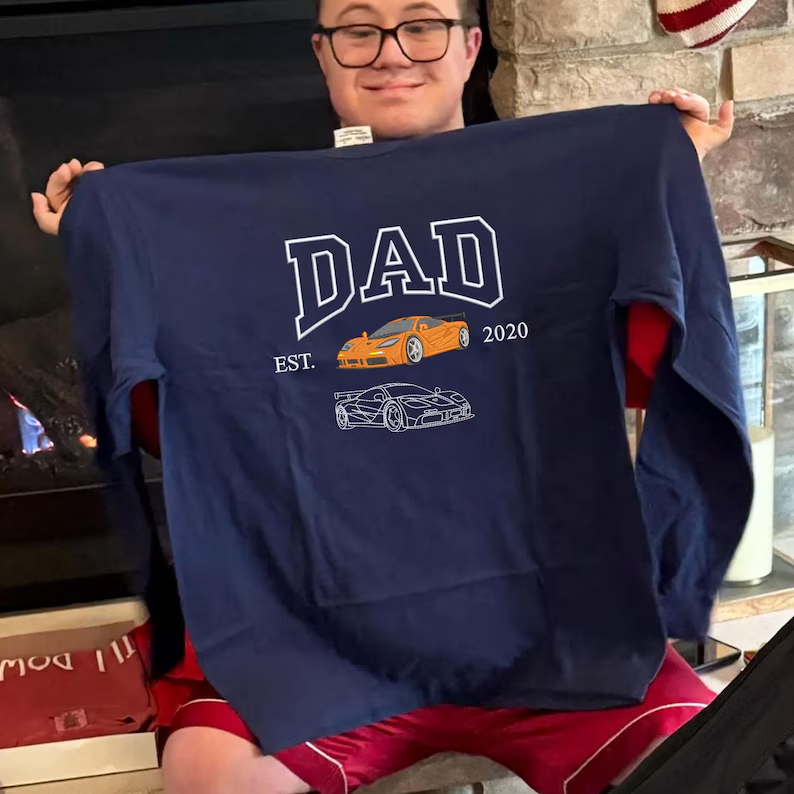 Custom Embroidered Dad Car Crewneck Using Car Photo, Custom Car Embroidered Hoodie, Personalized Gift For Him, Father's Day Gift