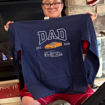 Custom Embroidered Dad Car Crewneck Using Car Photo, Custom Car Embroidered Hoodie, Personalized Gift For Him, Father's Day Gift