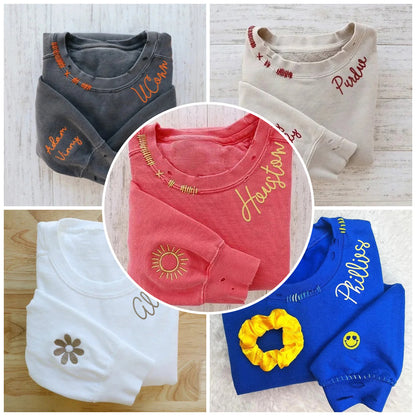 VINTAGE CUSTOM CREW-Custom Embroidered Hand Distressed Crew Neck Sweatshirt
