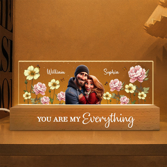 Couple Birth Month Flower Personalized Acrylic Block LED Night Light, Heartfelt 2025 Valentine's Day Gift For Him