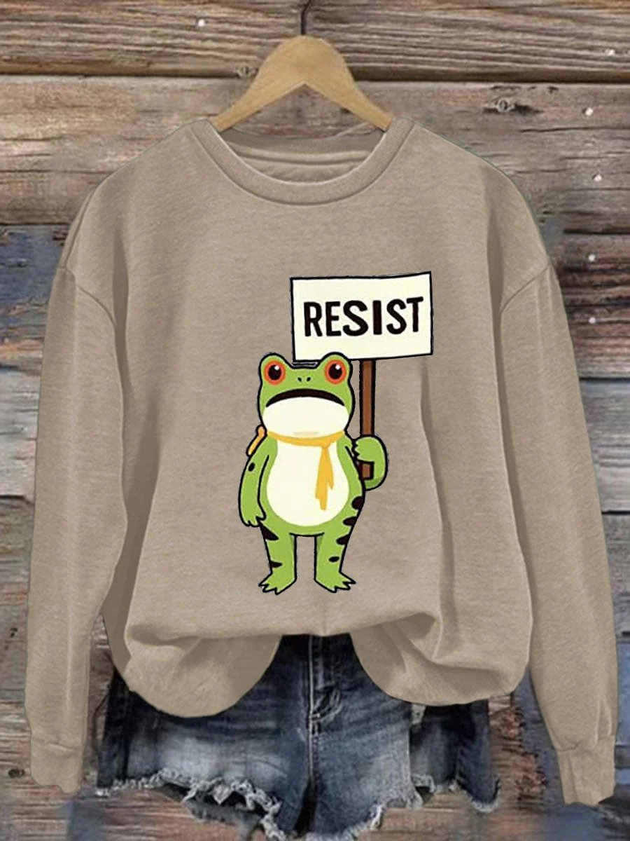🔥Buy 3 Get 15% Off🔥Women's Retro Resist Frog Printed Round Neck Sweatshirt