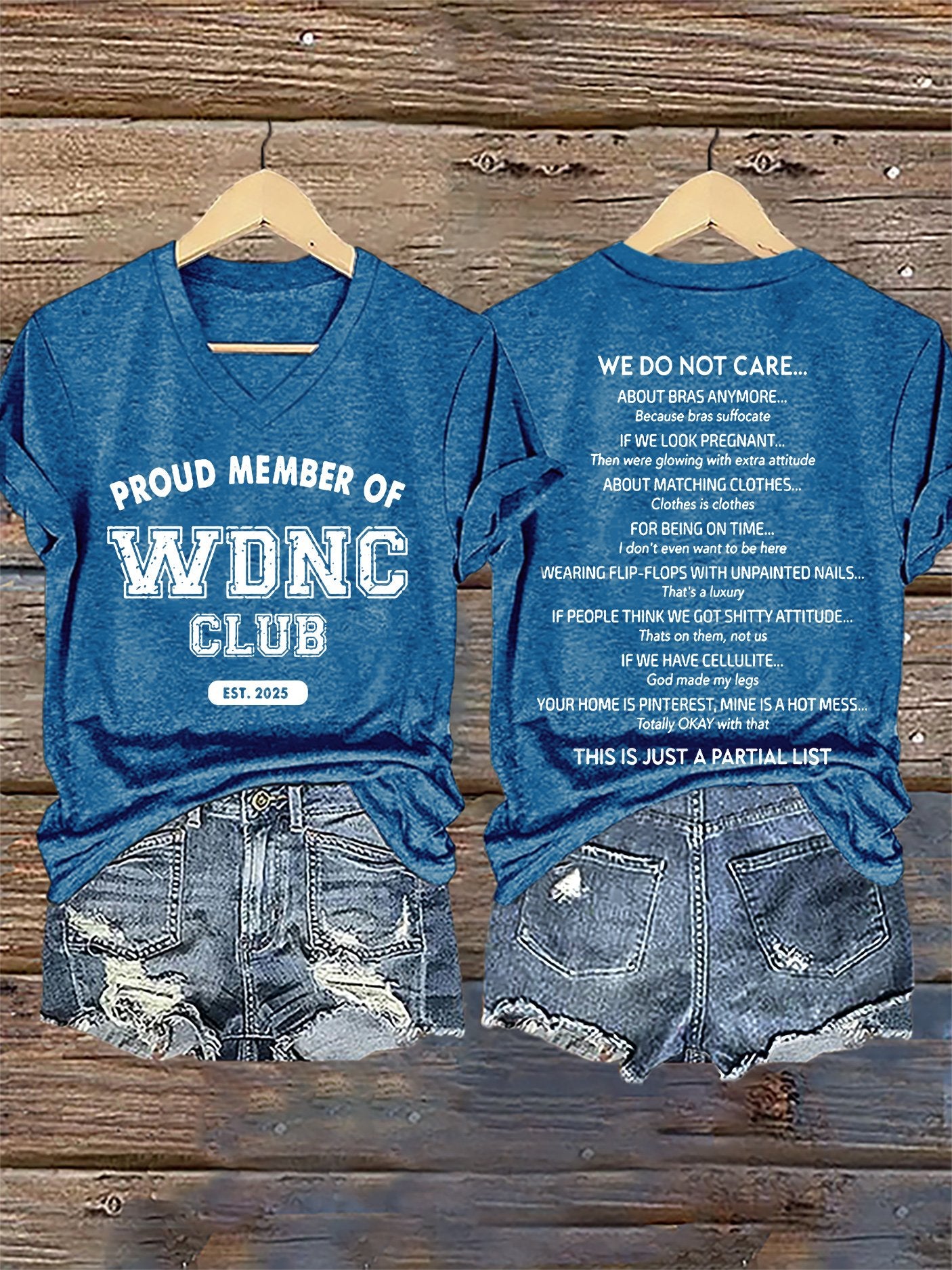 🔥Buy 3 Get 15% Off🔥V-Neck Retro Proud Member Of WDNC Club Est. 2025 We Do Not Care Print T-Shirt
