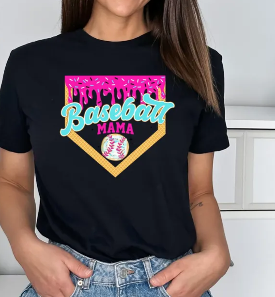 Baseball Mama Drip Shirt, Baseball Ice Cream Drip Shirt, Basebaall Mama Tee, Game Day Baseball Gift