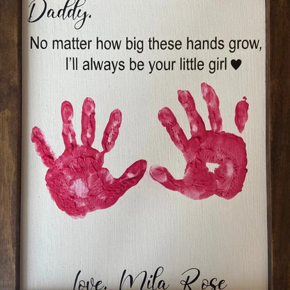 Dad - Father's Day Gift, Father's Day Wooden Diy Handprint Sign, Gifts For Dad, Child's Handprint Sign, Gifts For Grandpa