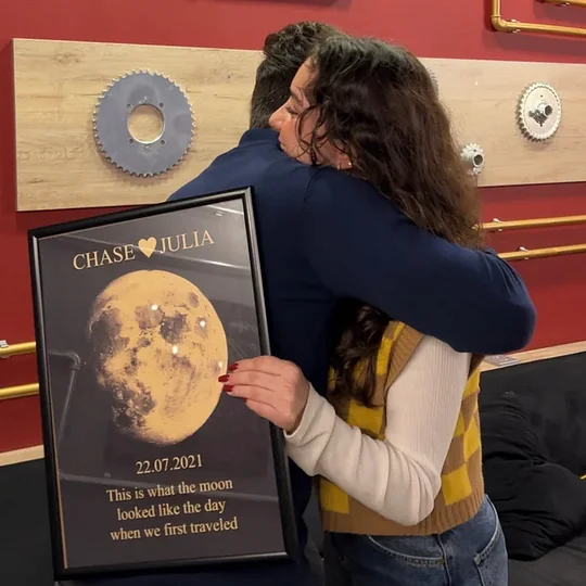 For Couples - Custom Couple Art Frame/ REAL MOON PHASE