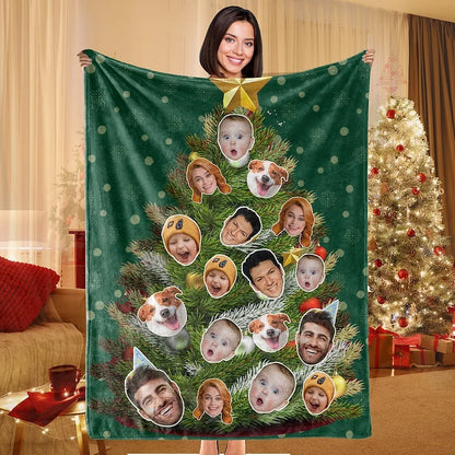 Custom Christmas Photo Blanket,Christmas Blanket Personalized Pet Faces Blankets