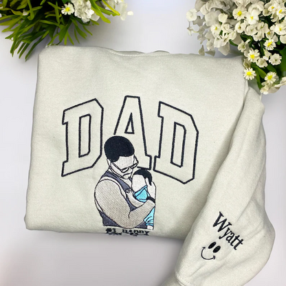 Personalized Dad & Me Sweatshirt - Custom Photo Embroidery with Year & Nickname - Best Father's Day Gift