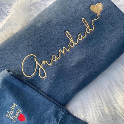Custom Embroidered Mama Sweatshirt with Kids Name on Sleeve
