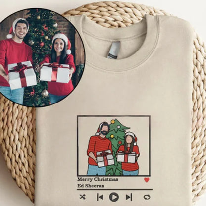 Custom Embroidered Couple Color Photo Music Player Design Great Gift for Lover