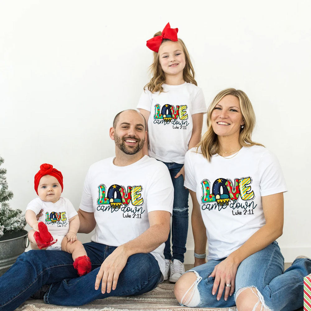 Love Came Down Christian Christmas Family Matching Shirt and Bodysuit