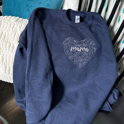 Custom Embroidered Mama Heart Valentines Sweatshirt For Wife | Mama Hoodie | Cute Love Shirt | Mom Gift