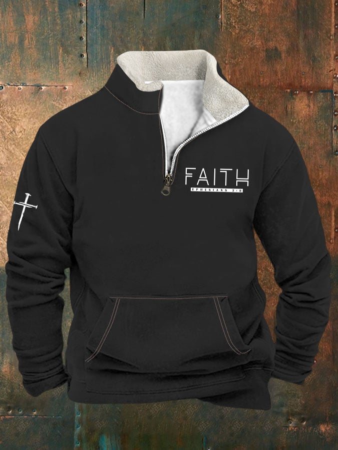 Men's Faith Cross Zipper Neck Sweatshirt