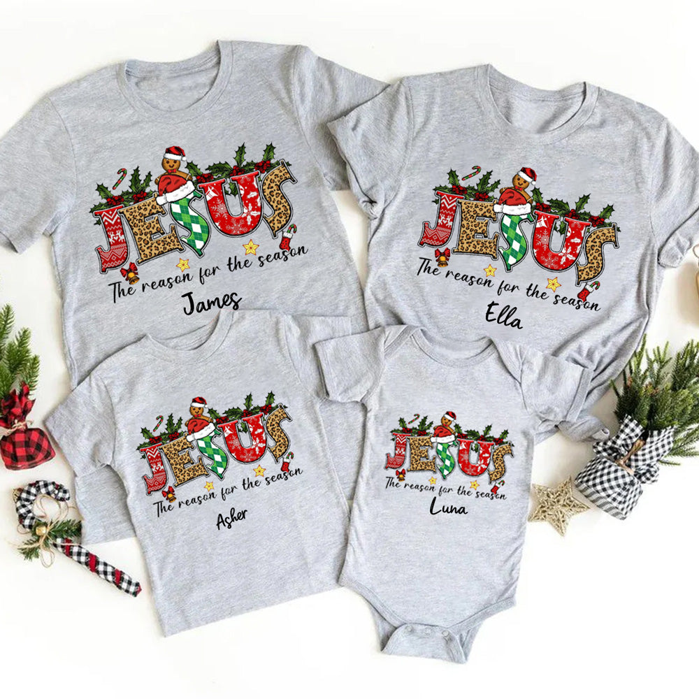 Personalized Jesus Is the Reason Christmas Family Matching Christian T-Shirt