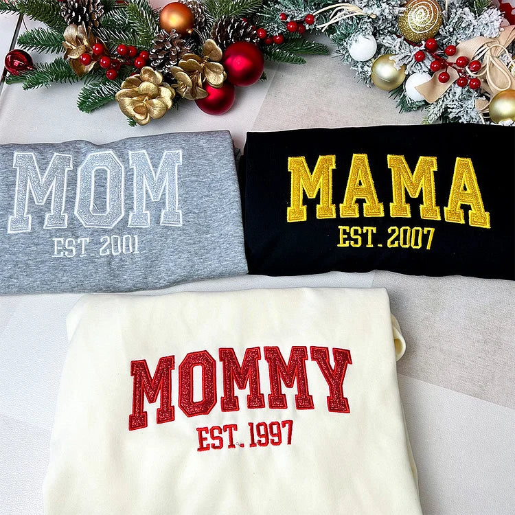 Customized Glitter Bow Embroidered Sweatshirt- Gift For Mom