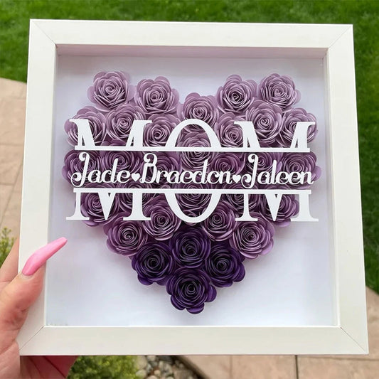Personalized Mom Flower Shadow Box With Name