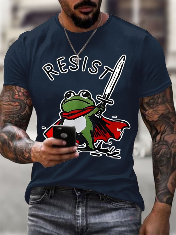 🔥Buy 3 Get 15% Off🔥Men's Resist Frog Printed Round Neck T-Shirt