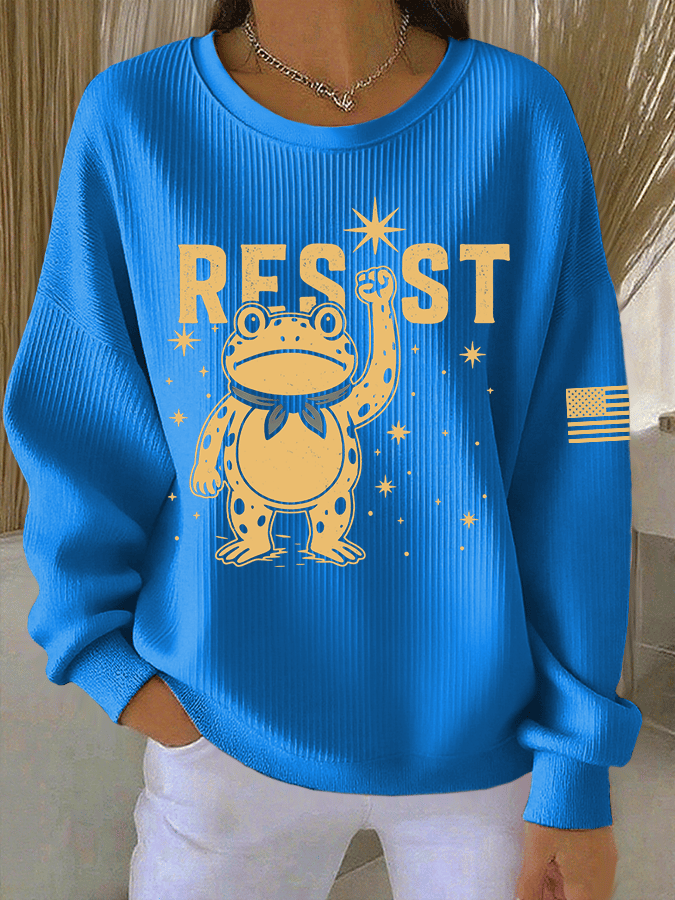 🔥Buy 3 Get 15% Off🔥Women's FDT Print Knit Crew Neck Long Sleeve Top