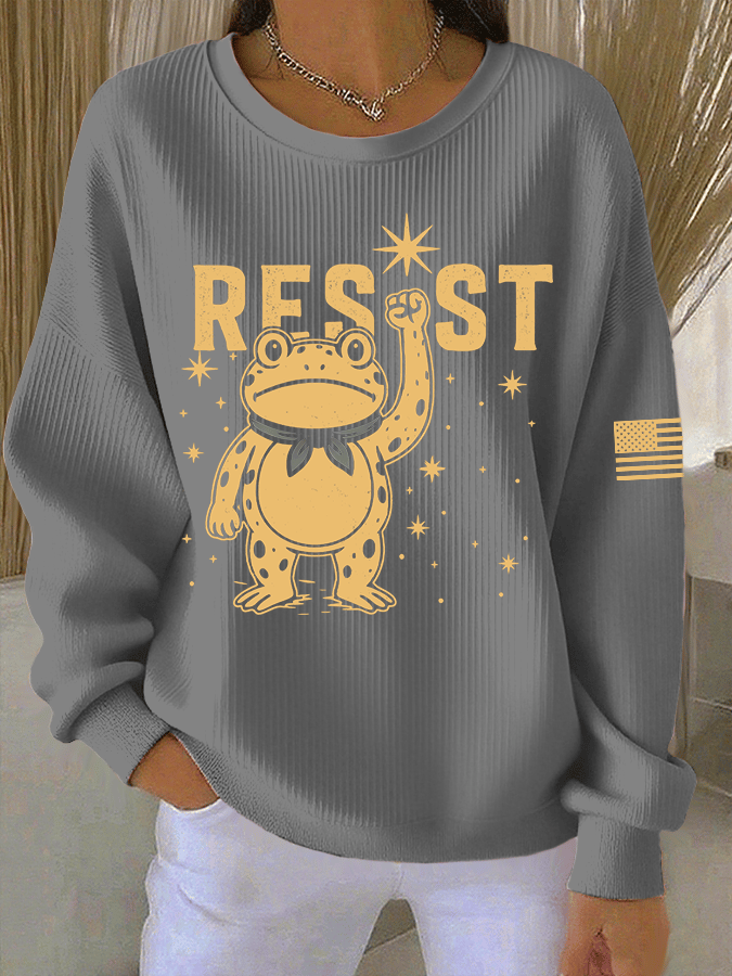 🔥Buy 3 Get 15% Off🔥Women's FDT Print Knit Crew Neck Long Sleeve Top