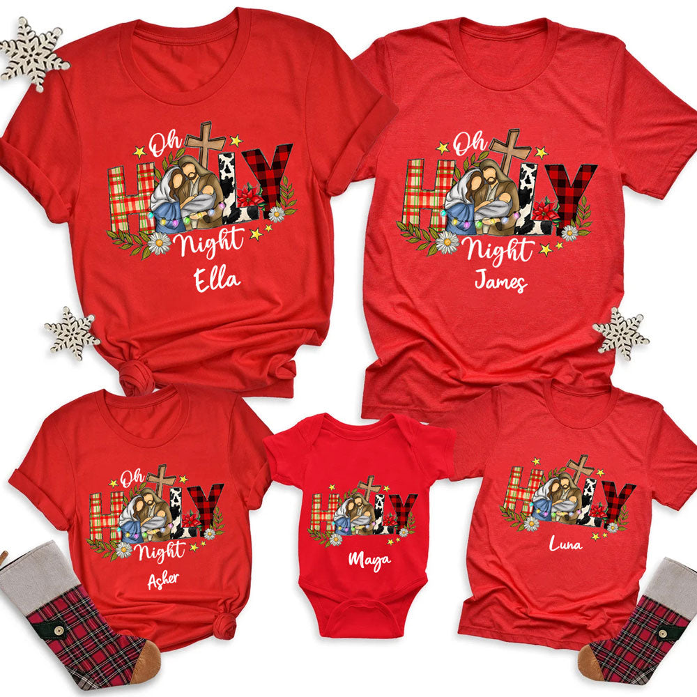 Personalized Oh Holy Night Christmas Family Matching Shirts