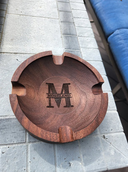 Personalized Name Walnut Cigar Ash Tray