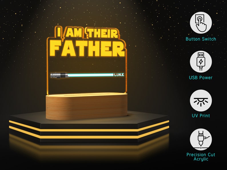 🔥I Am Their Father Night Light with Kids Names - Best Gift For Dad
