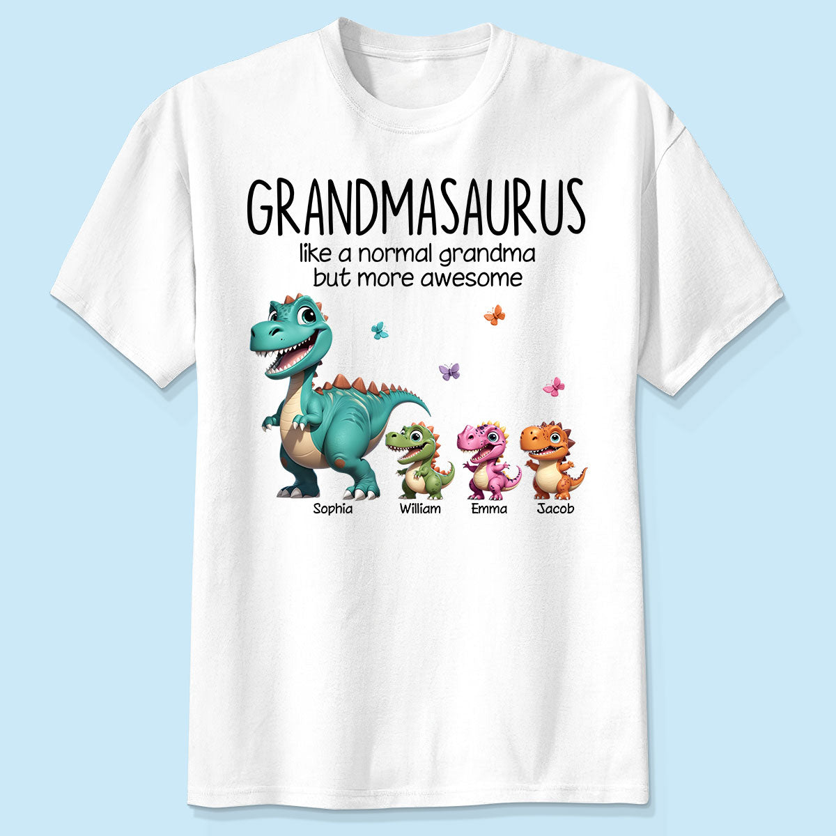 Grandmasaurus And Kids 3D Effect Dinosaurs Personalized Shirt, Mother's Day Gift For Grandma