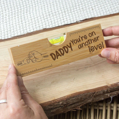 Dad Fist Bump - Personalized Custom Engraved Wooden Spirit Level Bottle Opener