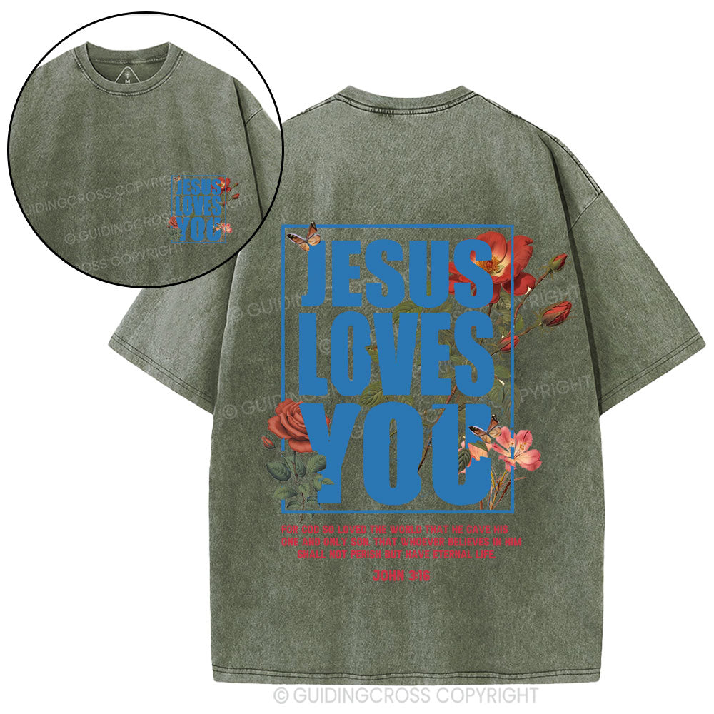 For God So Loved Christian Washed T-Shirt