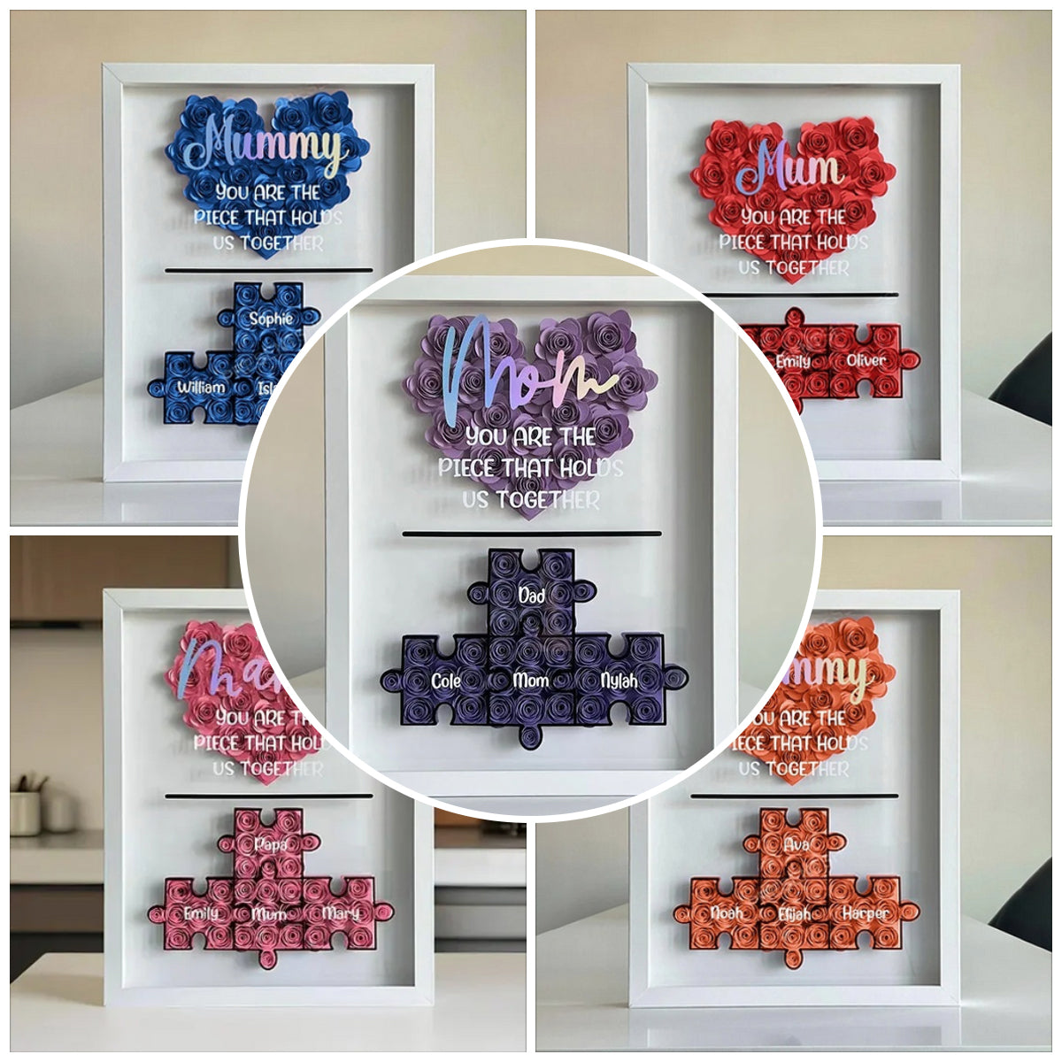 Mother’s Day Puzzle Flower Box | Paper Flower Shadow Box | Customized Gift for Birthdays, Anniversary, Mother's Day