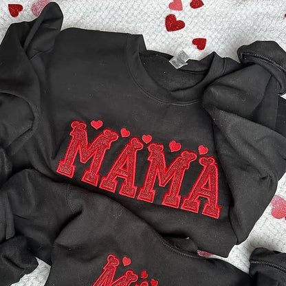 Glitter Embroidered Applique Sweatshirt,Simple Mama Pullover, Gift for Mom, Personalized Mama Shirt