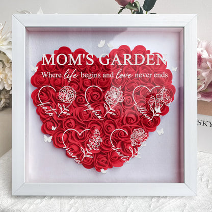 Mom's Garden Custom Kids' Names & Birth Flowers - Personalized Flower Shadow Box
