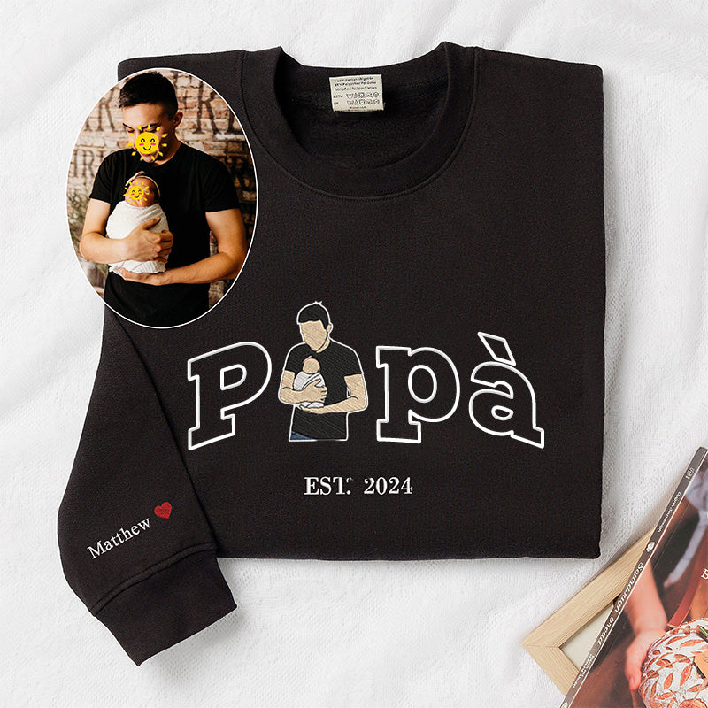 Custom Dad Shirt - Embroidered Portrait Shirt with Photo - Unique Gift for Dad and Family