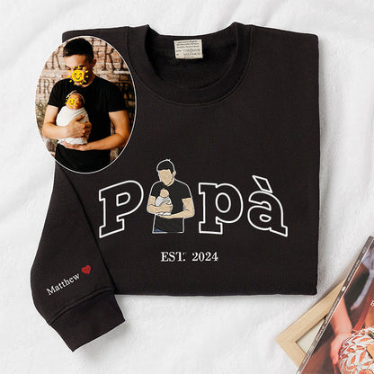 Custom Dad Shirt - Embroidered Portrait Shirt with Photo - Unique Gift for Dad and Family