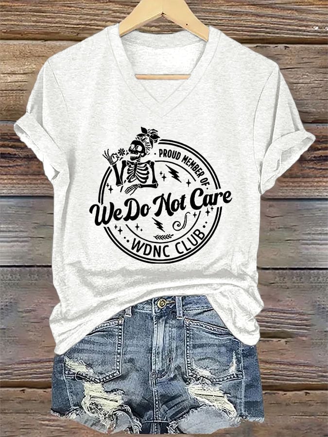 🔥Buy 3 Get 15% Off🔥V-Neck Retro Funny Proud Member Of WDNC Club We Do Not Care Menopause Perimenopause Print T-Shirt