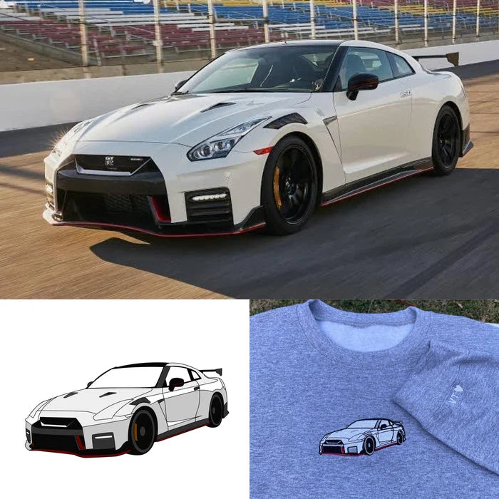 Gifts For Car Lover Custom Embroidered Car Hoodie (Refined Embroidery)