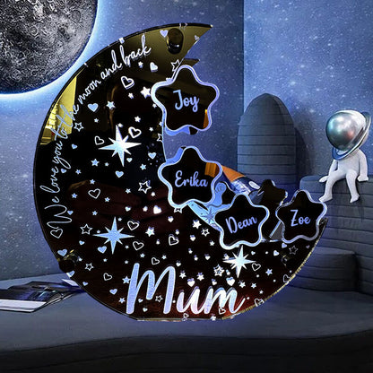 Personalized Led Mirror Light Moon Shape Cool Gift For Family