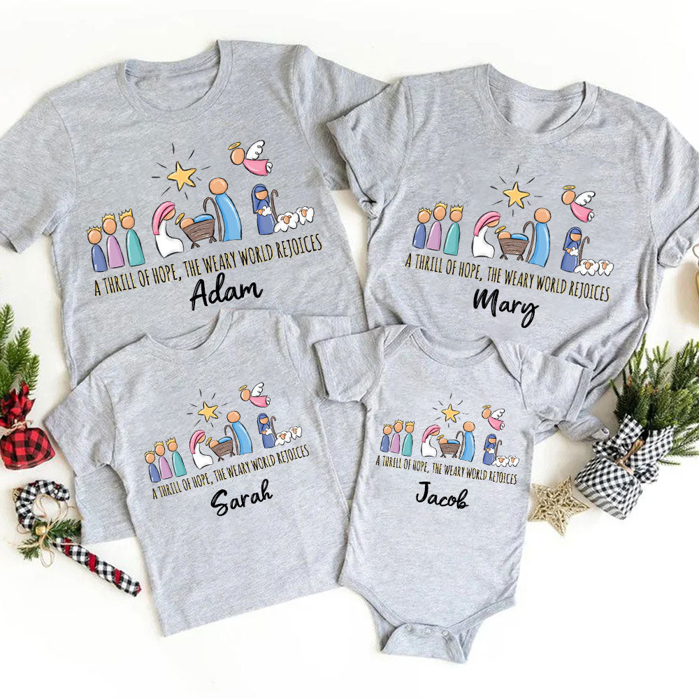 A Thrill Of Hope Christian Christmas Family Matching Shirts