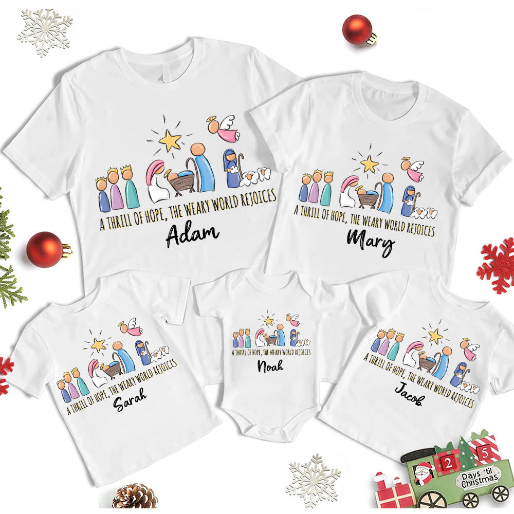 A Thrill Of Hope Christian Christmas Family Matching Shirts