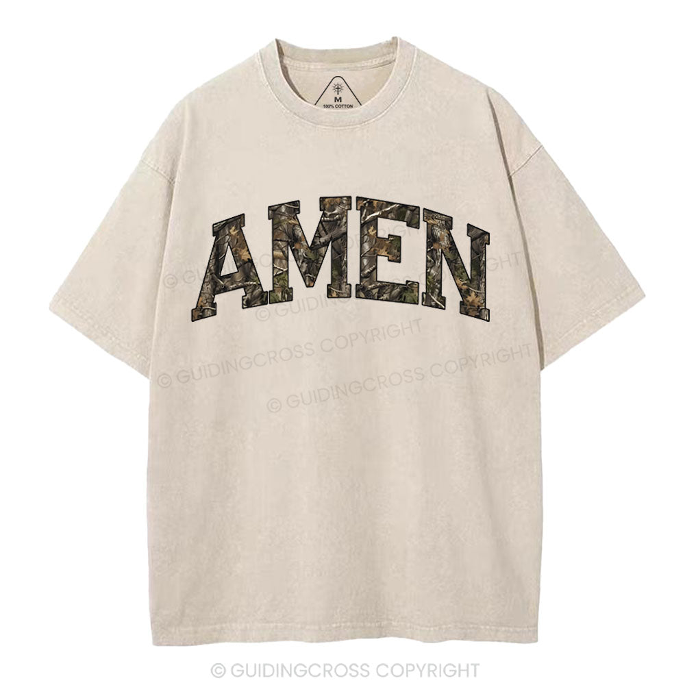 Amen Camouflage Christian Washed T-Shirt