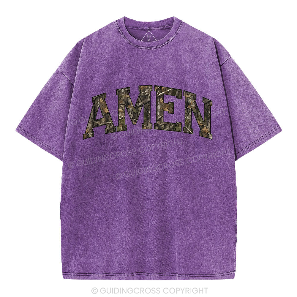 Amen Camouflage Christian Washed T-Shirt