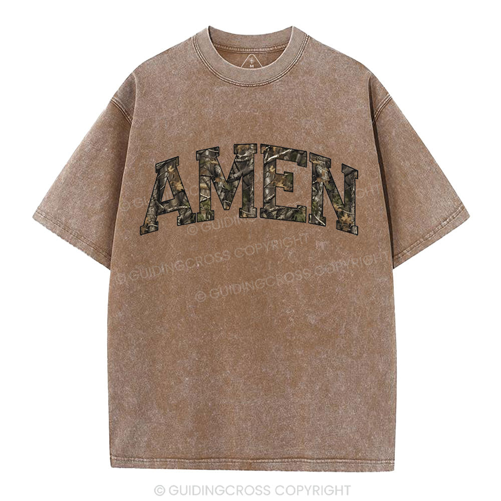Amen Camouflage Christian Washed T-Shirt