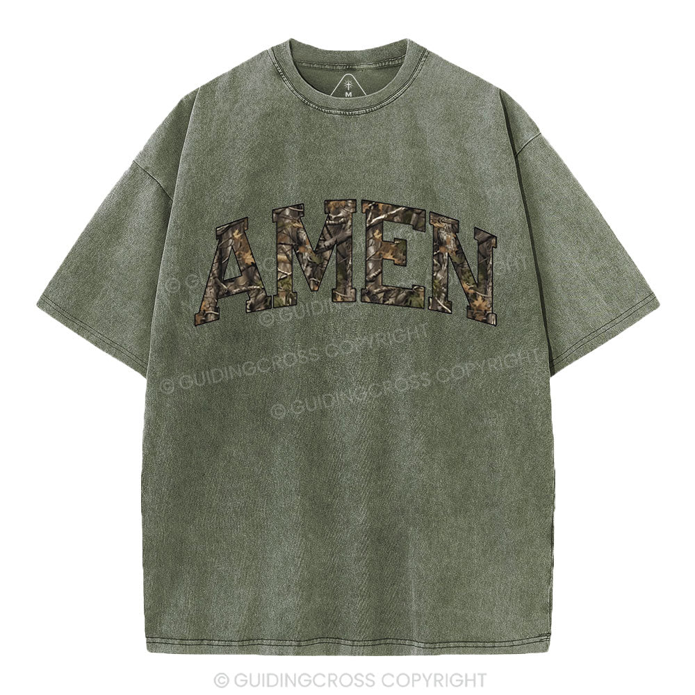 Amen Camouflage Christian Washed T-Shirt