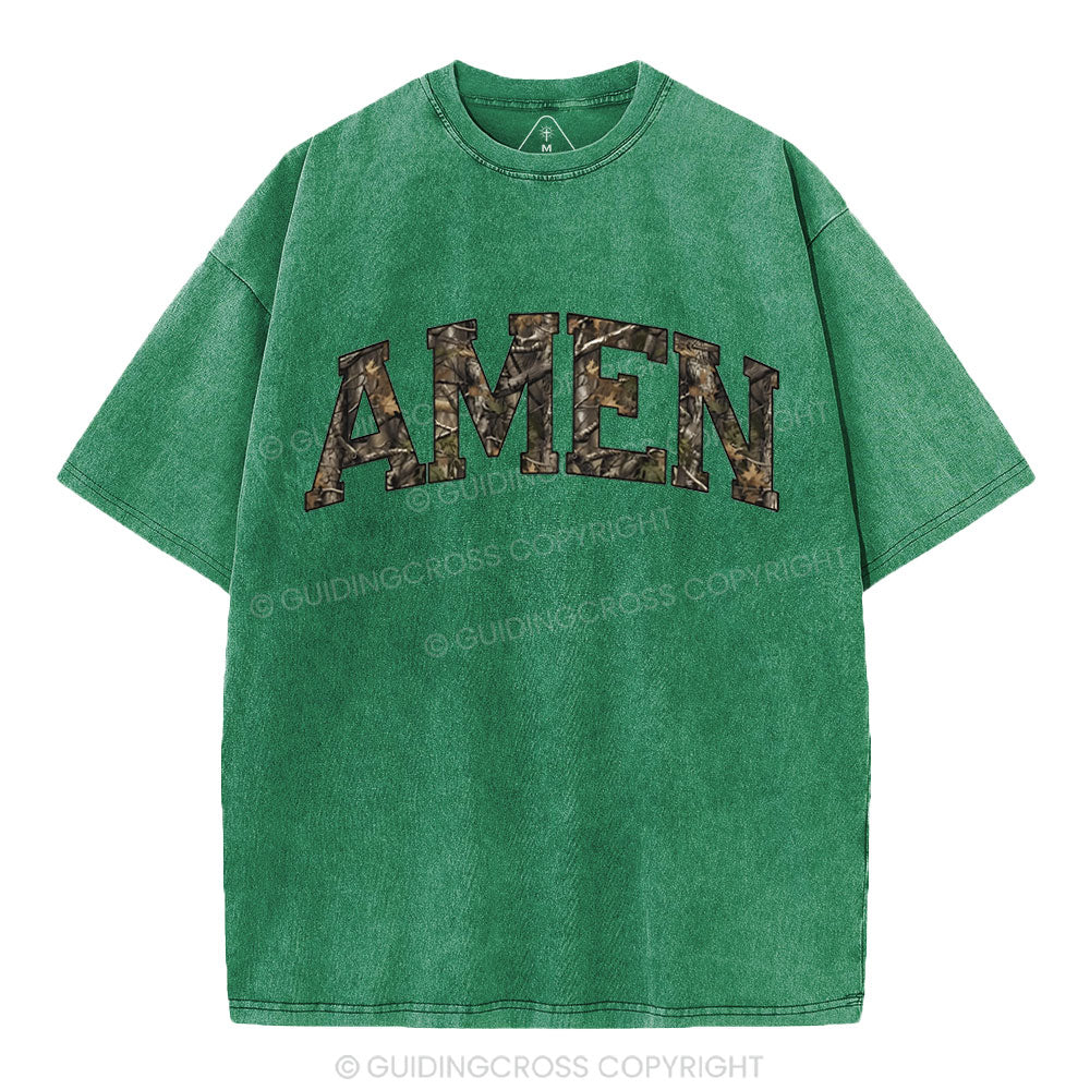 Amen Camouflage Christian Washed T-Shirt