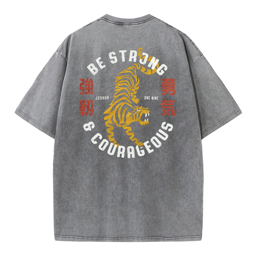 Be Strong And Courageous Christian Washed T-Shirt