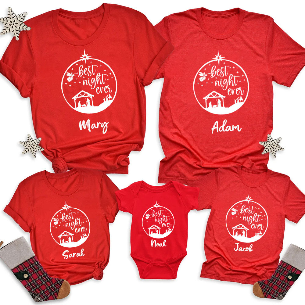Best Night Ever Christmas Family Matching Shirts